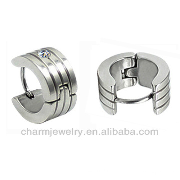 316L Stainless Steel Clear Crystal Small Huggie Hoop Earring HE-010